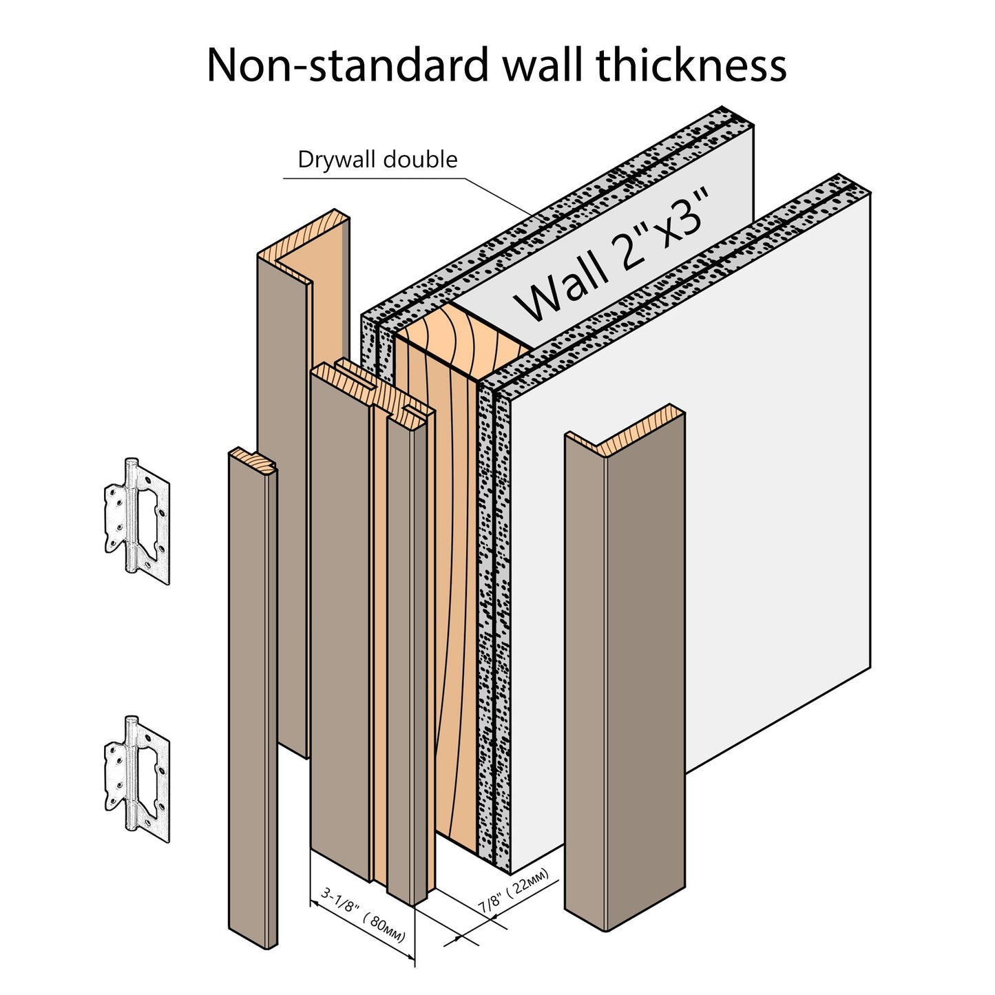 European Adjustable Door Frame XTS - 01 for 2" x 3" wall