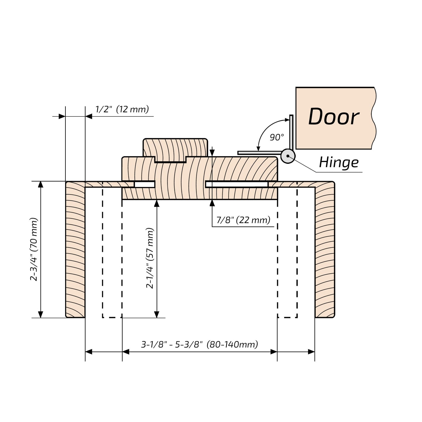 European Adjustable Door Frame XTS - 01 for 2" x 3" wall